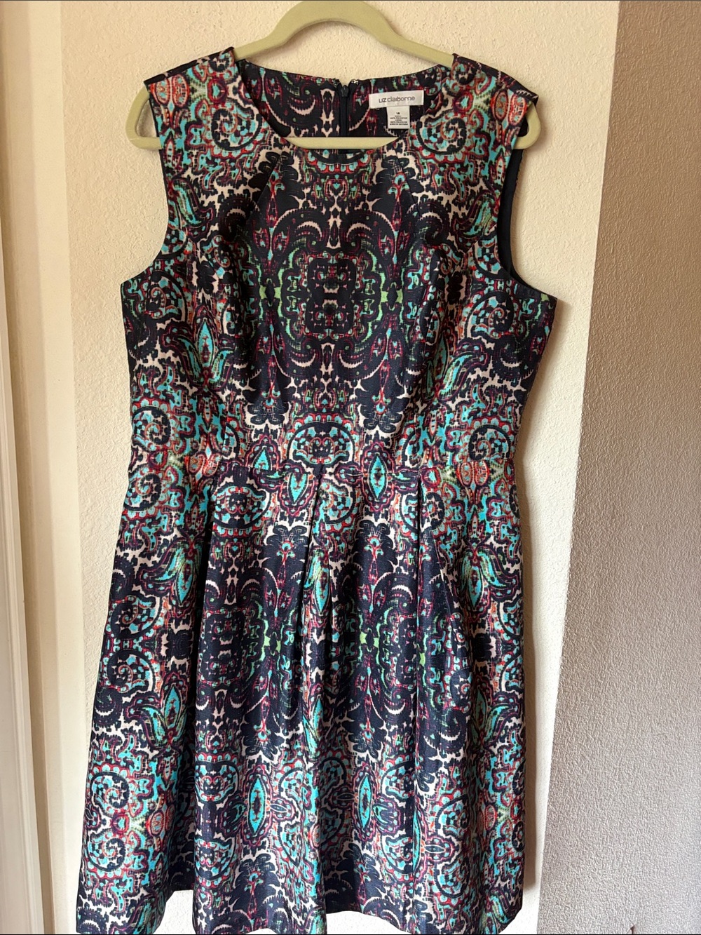 Liz Claiborne Black Multi Paisley-Print Fit & Flare Mini Dress